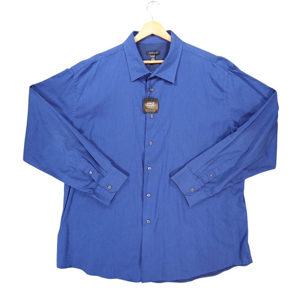 Van Heusen Button Down Mens XXL Blue Excellent Striped